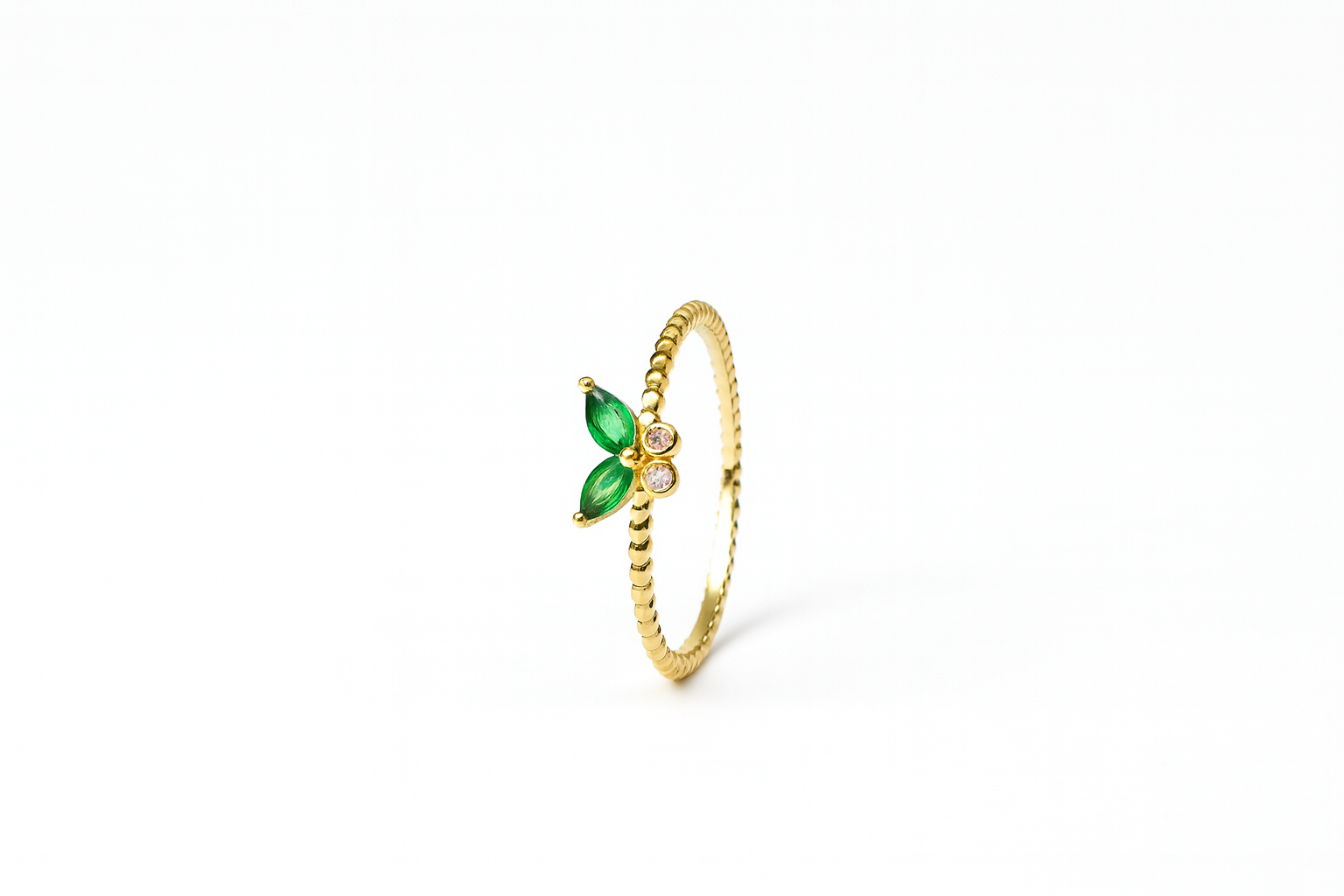 Gold Green Diamond Ring